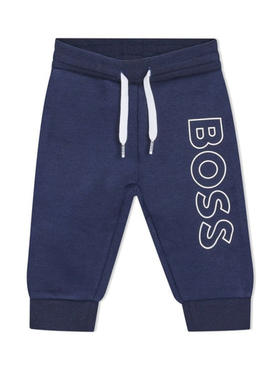 Navy blue cotton boy HUGO BOSS track pants | Carofiglio Junior