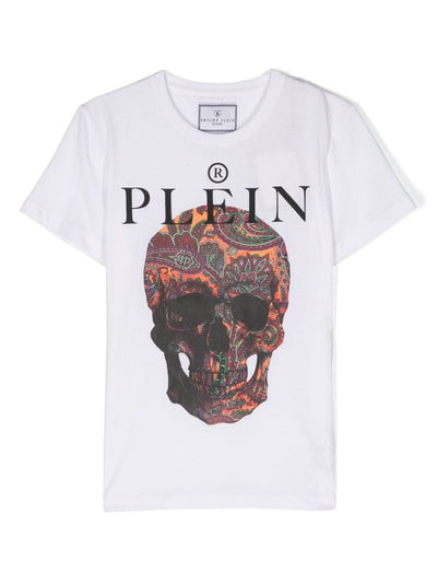 White Skull cotton jersey boy PHILIPP PLEIN t-shirt | Carofiglio Junior