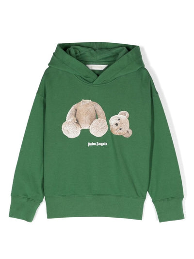 Green cotton boy PALM ANGELS hoodie | Carofiglio Junior