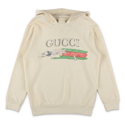 Cream cotton boy GUCCI hoodie