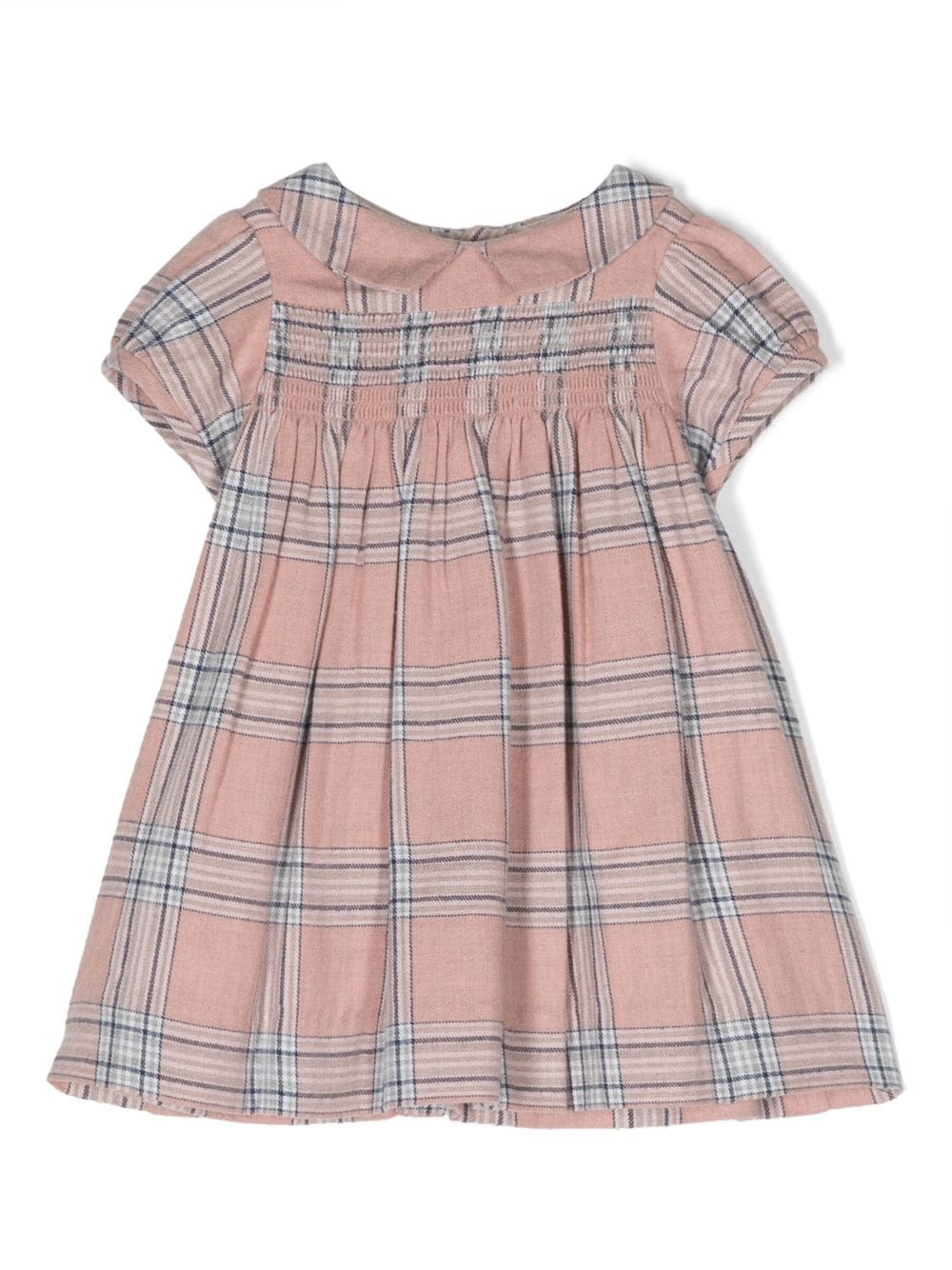 Check pink cotton muslin baby girl BONPOINT dress
