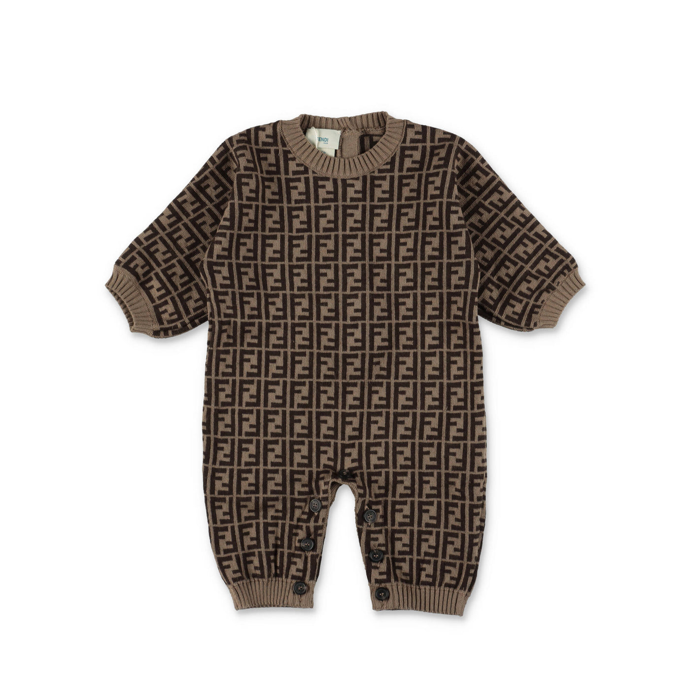 Zucca print cotton and cashmere baby FENDI onesie | Carofiglio Junior