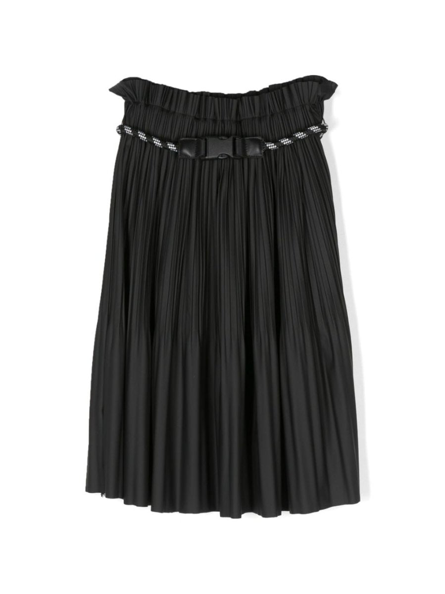 Black faux leather girl DKNY pleated skirt | Carofiglio Junior