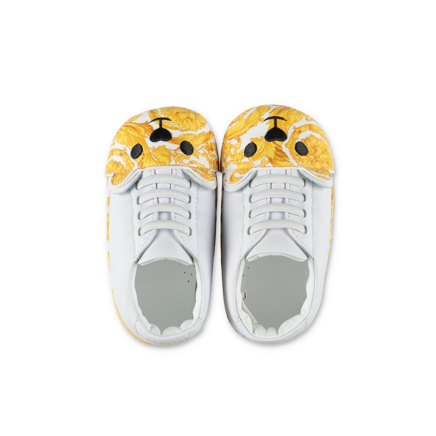White nappa baby boy VERSACE prewalker shoes with laces | Carofiglio Junior
