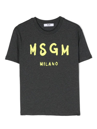 Dark grey cotton jersey boy MSGM t-shirt | Carofiglio Junior