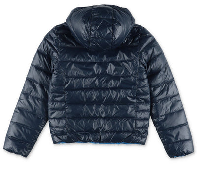 Reversible nylon boy HUGO BOSS down feather jacket with hood | Carofiglio Junior