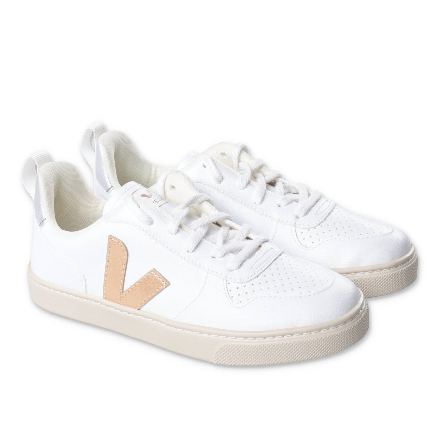 White faux leather boy VEJA laced sneakers