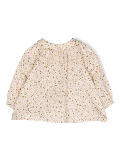Cream printed cotton girl BONPOINT bluse