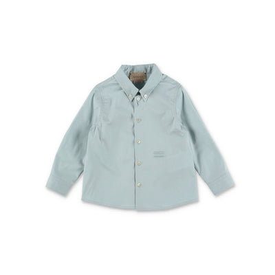 Light blue cotton poplin boy GUCCI shirt