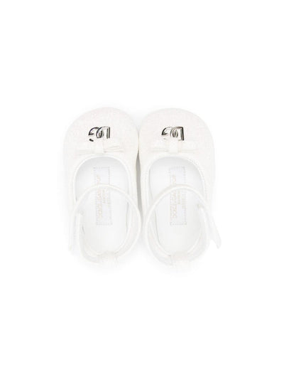 White glittered nappa baby girl DOLCE & GABBANA prewalker shoes | Carofiglio Junior