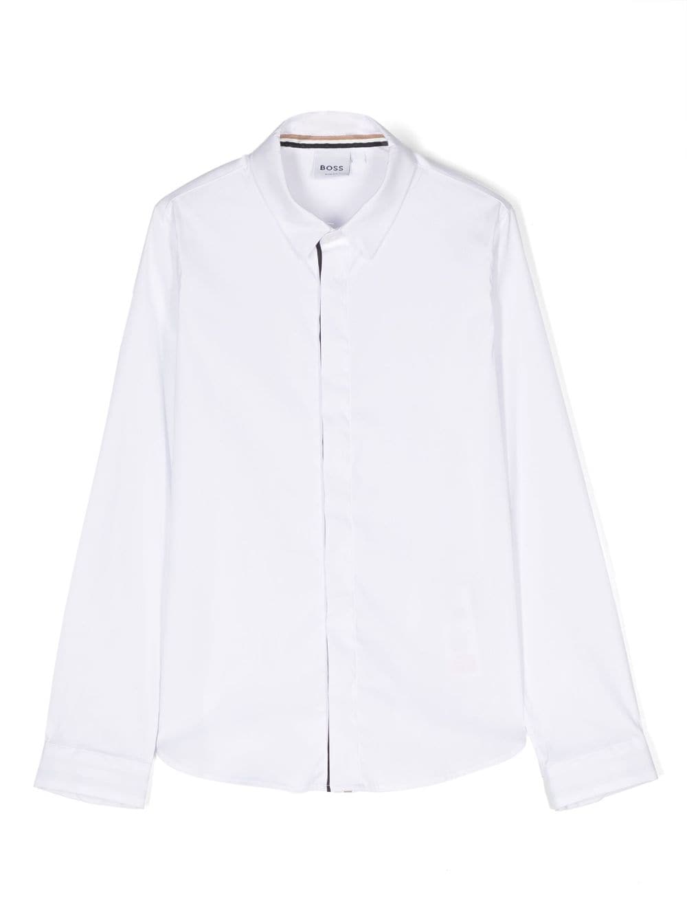 White cotton blend boy HUGO BOSS shirt