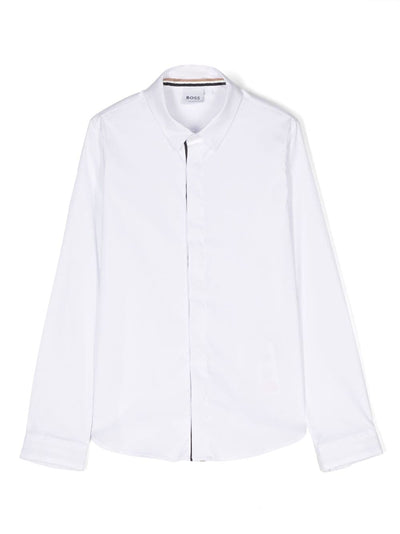 White cotton blend boy HUGO BOSS shirt | Carofiglio Junior