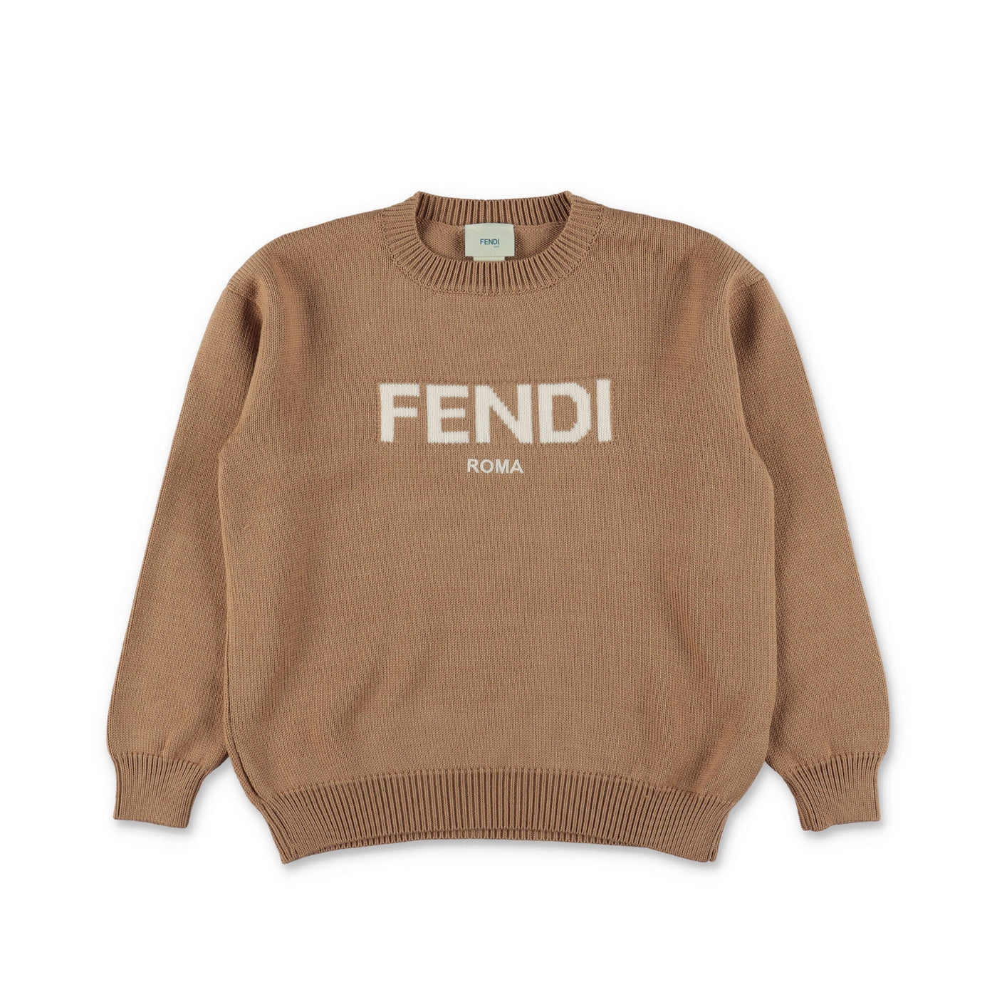 Beige virgin wool boy FENDI jumper | Carofiglio Junior