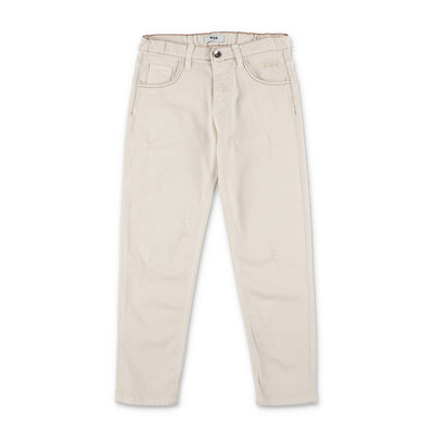 White cotton gabardine boy MSGM pants