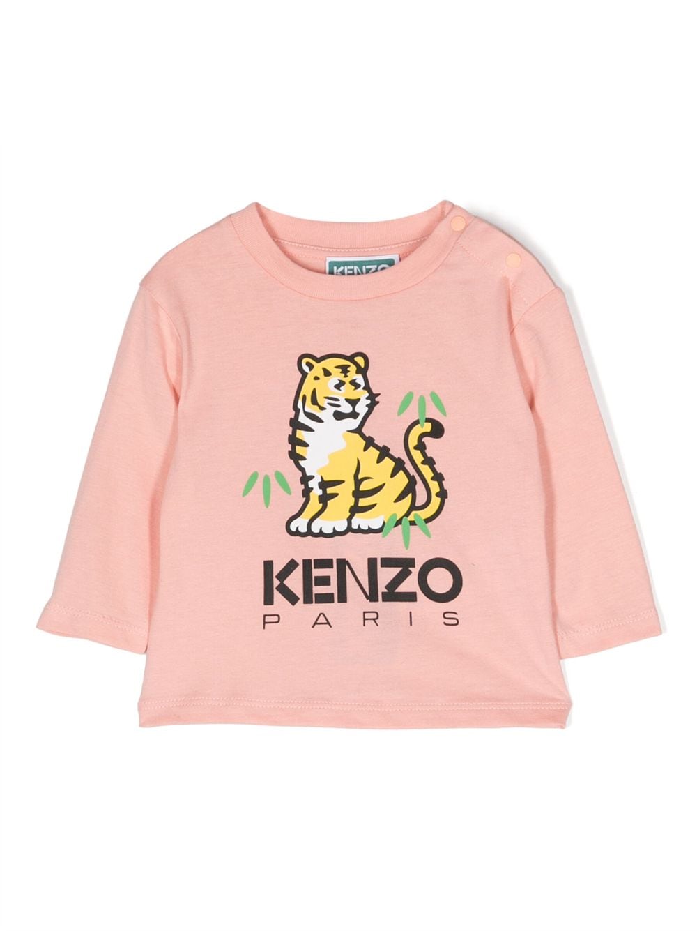 Pink cotton jersey baby girl KENZO t-shirt | Carofiglio Junior