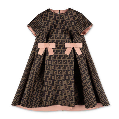 Brown zucca print neoprene girl FENDI dress | Carofiglio Junior