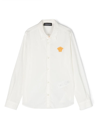 White cotton poplin boy VERSACE shirt