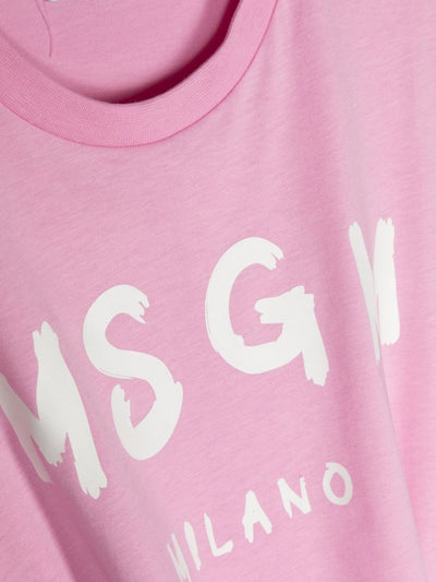 Pink cotton jersey girl MSGM t-shirt | Carofiglio Junior