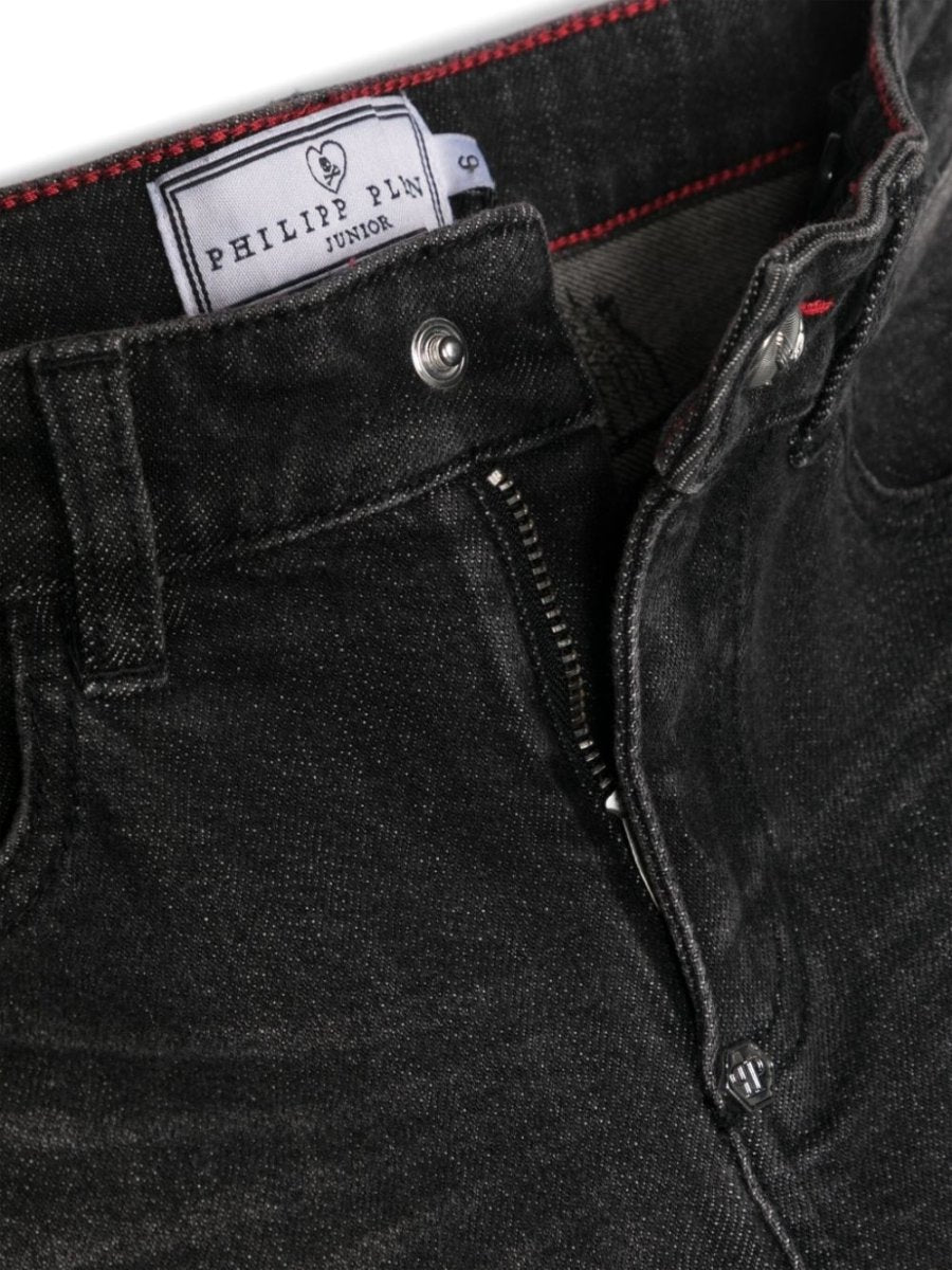 Black stretch cotton denim boy PHILIPP PLEIN jeans | Carofiglio Junior