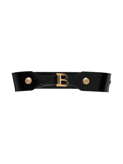 Black patent leather girl BALMAIN belt | Carofiglio Junior
