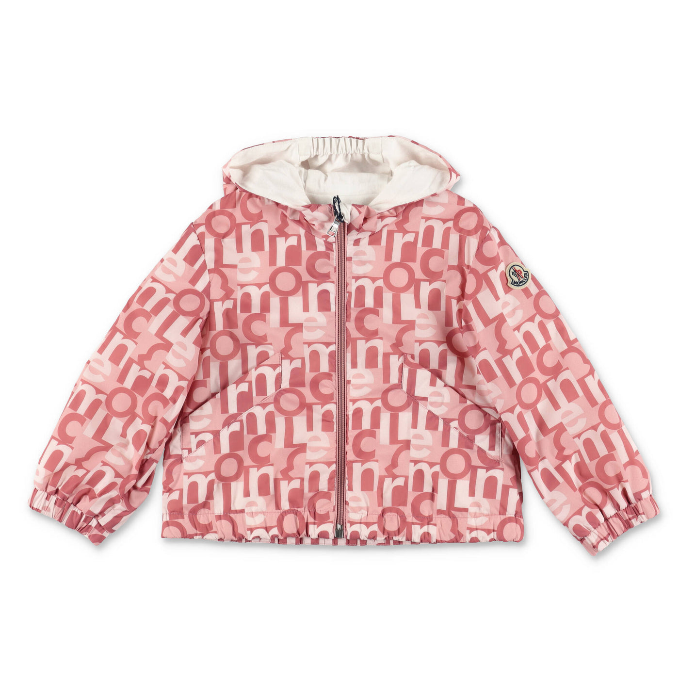 VERNANT pink logo nylon baby girl MONCLER hooded jacket - Carofiglio Junior