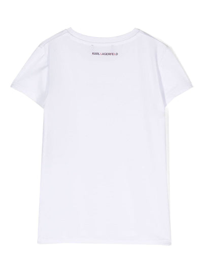 White cotton and modal girl KARL LAGERFELD t-shirt | Carofiglio Junior