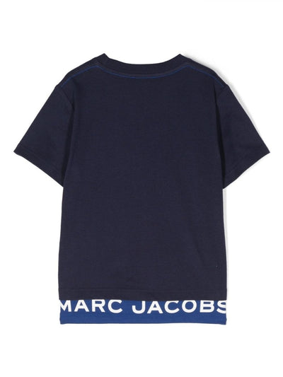 Blue with contrasting panels cotton jersey boy MARC JACOBS t-shirt | Carofiglio Junior