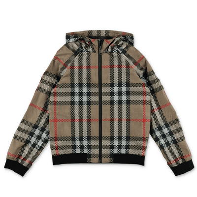 TROY check nylon boy BURBERRY jacket with hood | Carofiglio Junior