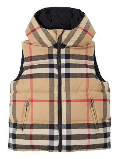 RAINER reversible cotton boy BURBERRY hooded vest | Carofiglio Junior
