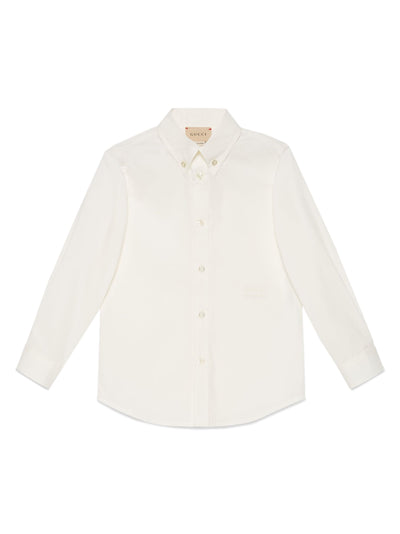 White cotton poplin boy GUCCI shirt