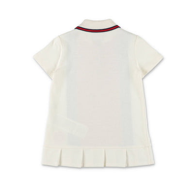 White with contrasting panels cotton baby girl GUCCI dress
