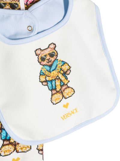 Printed cotton jersey baby boy VERSACE set with romper and bib | Carofiglio Junior