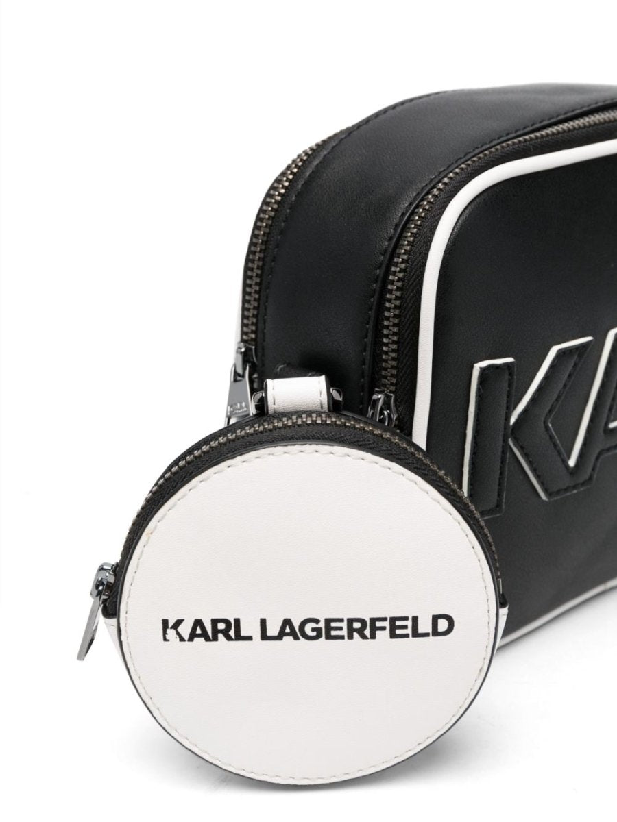 Black faux leather girl KARL LAGERFELD shoulder bag | Carofiglio Junior