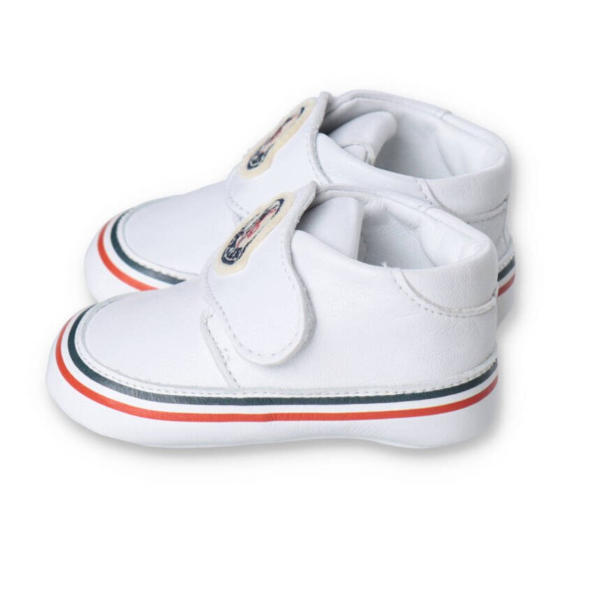 White leather baby boy MONCLER prewalker shoes