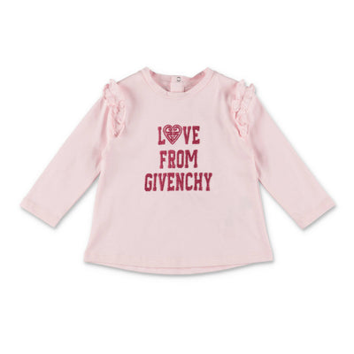 Pink cotton jersey baby girl GIVENCHY t-shirt | Carofiglio Junior