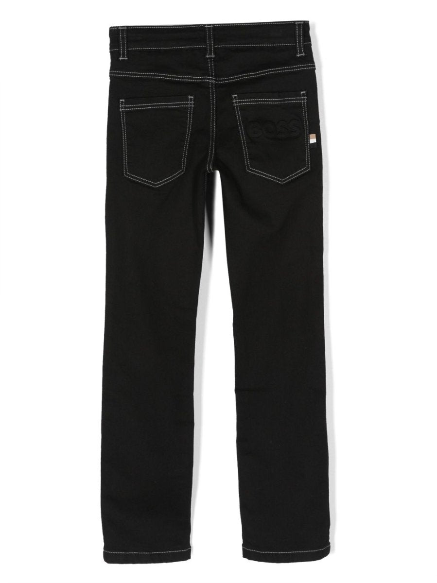 Black stretch denim cotton boy HUGO BOSS pants | Carofiglio Junior