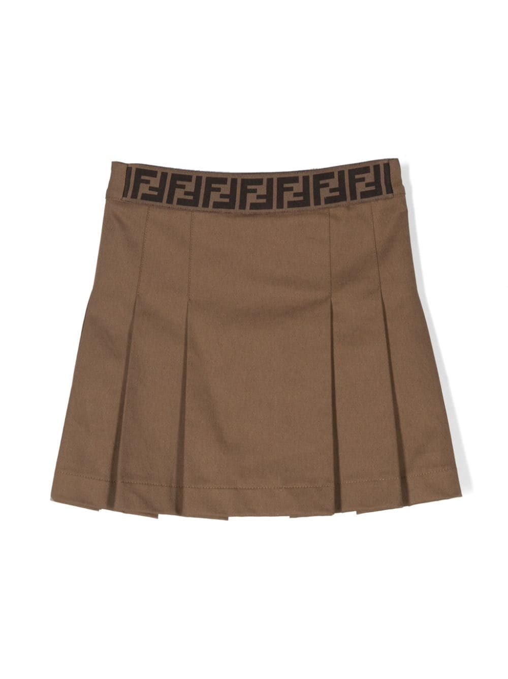 Brown cotton gabardine girl FENDI skirt | Carofiglio Junior