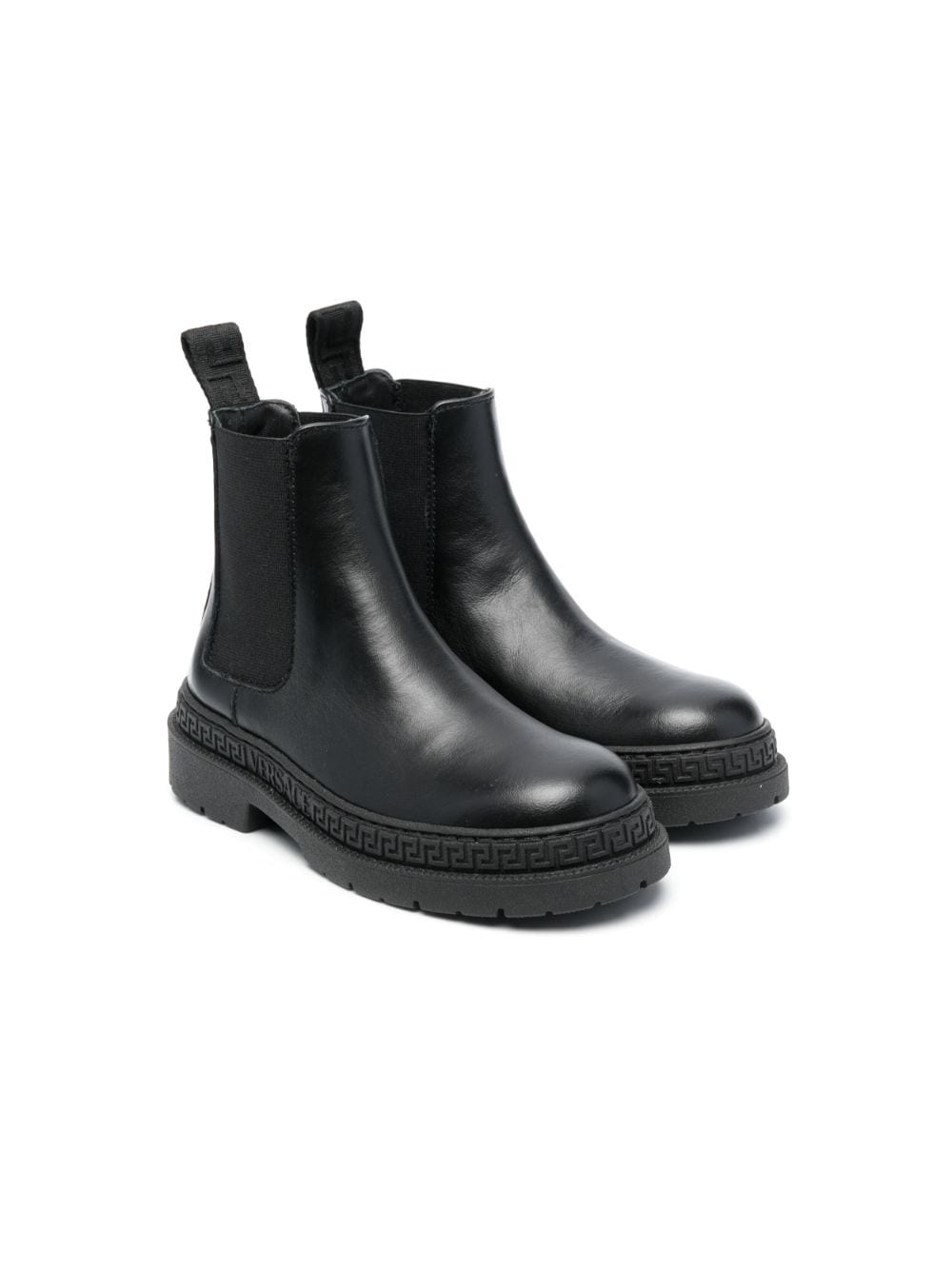 Black leather boy VERSACE chelsea boots | Carofiglio Junior