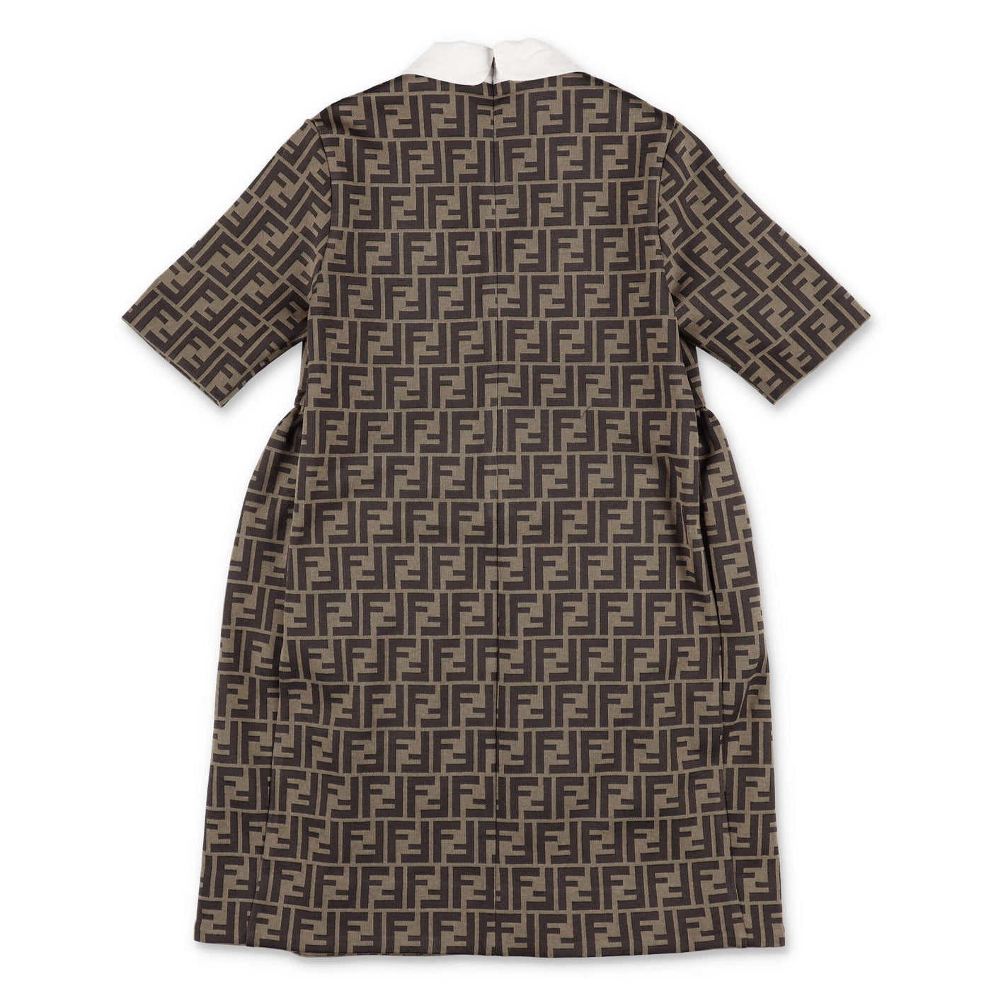 Brown zucca print cotton blend girl FENDI dress