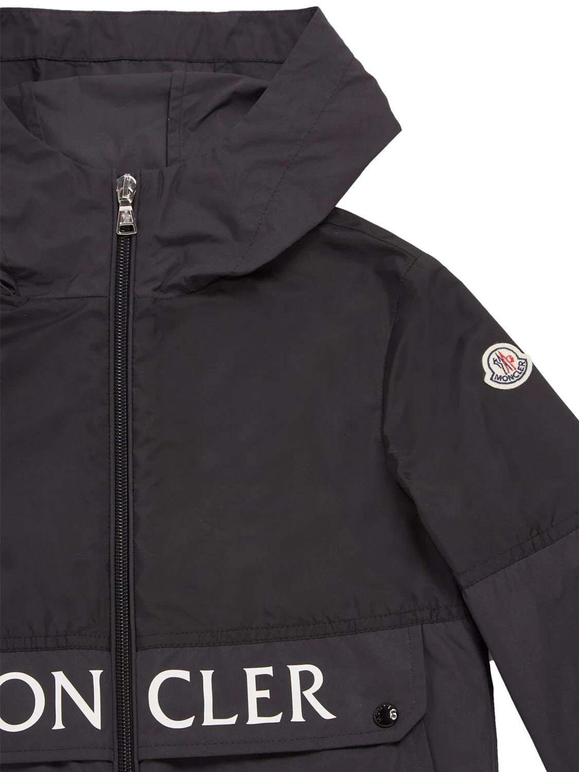 JOLY black nylon boy MONCLER jacket with hood