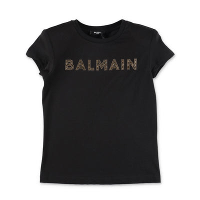 Black cotton jersey girl BALMAIN t-shirt | Carofiglio Junior