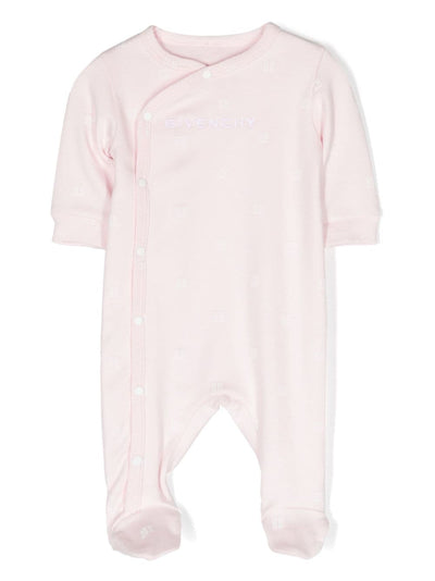 Pink logoed cotton jersey baby girl GIVENCHY onesie