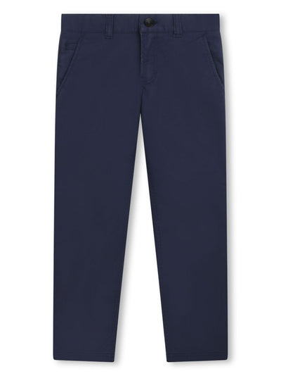 Navy blue cotton gabardine boy HUGO BOSS pants | Carofiglio Junior
