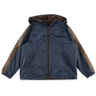 Reversible nylon boy FENDI jacket with hood | Carofiglio Junior