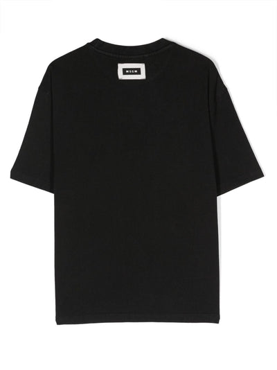 MSGM t-shirt nera in jersey di cotone bambino | Carofiglio Junior