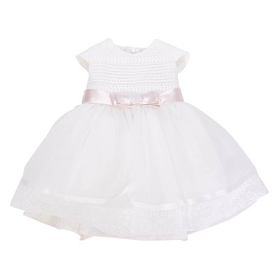 White stretch tulle macrame elegant dress